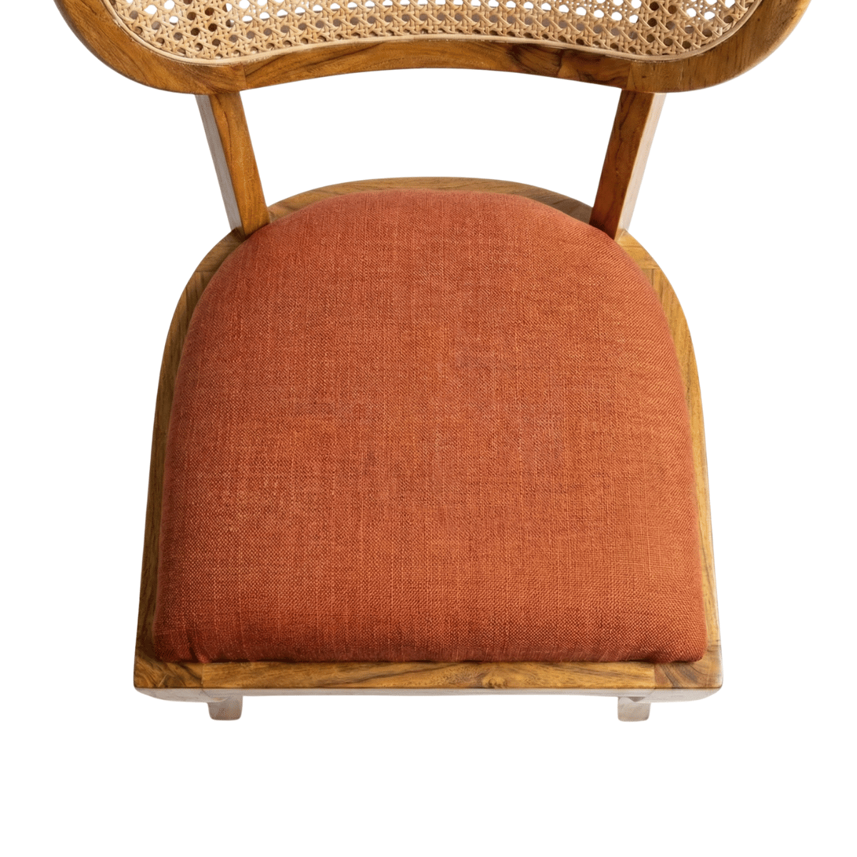 Biscuit Sheesham Wood Chair with Cane Backrest and Upholstered Fabric (Set of 2)