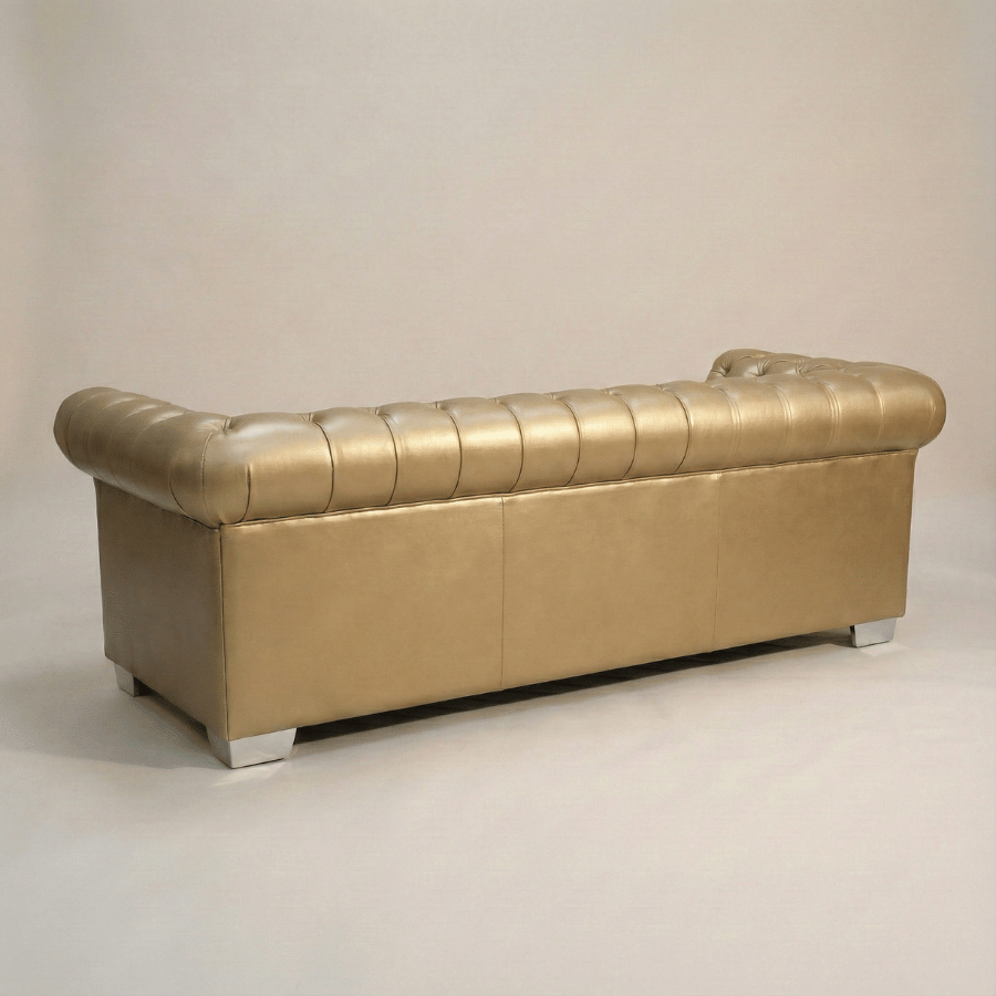Aurumite Solid Wood Upholstered Sofa - Tufted Back Luxury with Classic Chesterfield Character by Induscraft