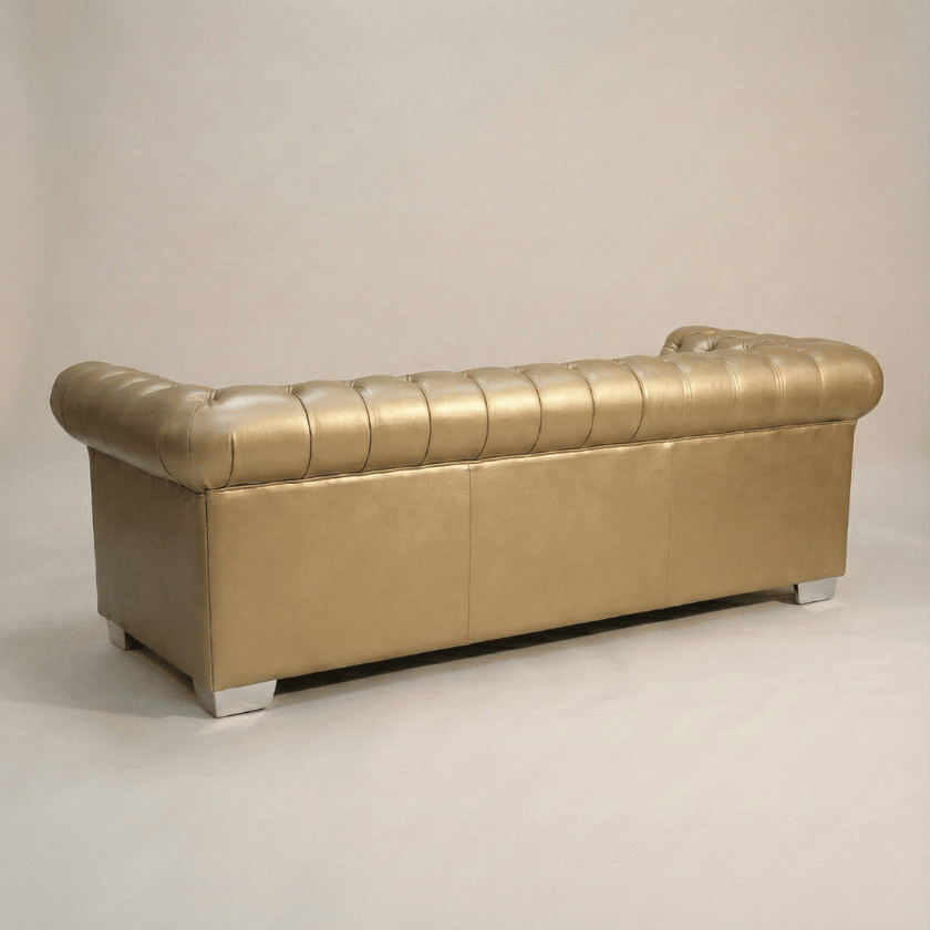 Aurumite Solid Wood Upholstered Sofa - Tufted Back Luxury with Classic Chesterfield Character by Induscraft