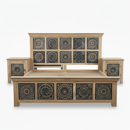 Meher Bed Without Storage in Old Mix Wood by Induscraft