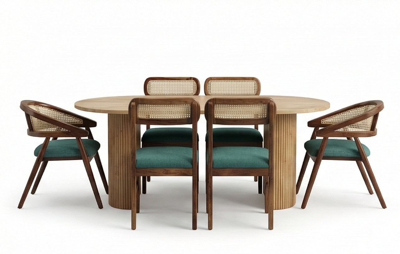 Acacia Wood Oval Dining Set Option 1