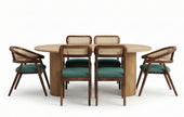 Acacia Wood Oval Dining Set Option 1