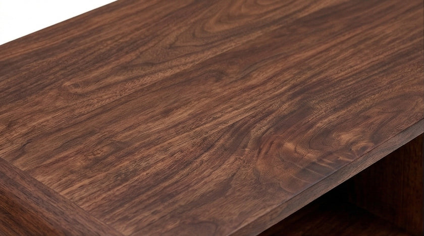 Mid-Century Solid Wood Coffee Table Open Shelf Storage Center Table