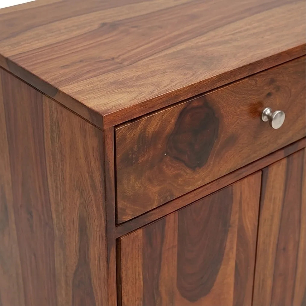 Solid Wood Shoe Rack with Storage Cabinet & Cushioned Bench