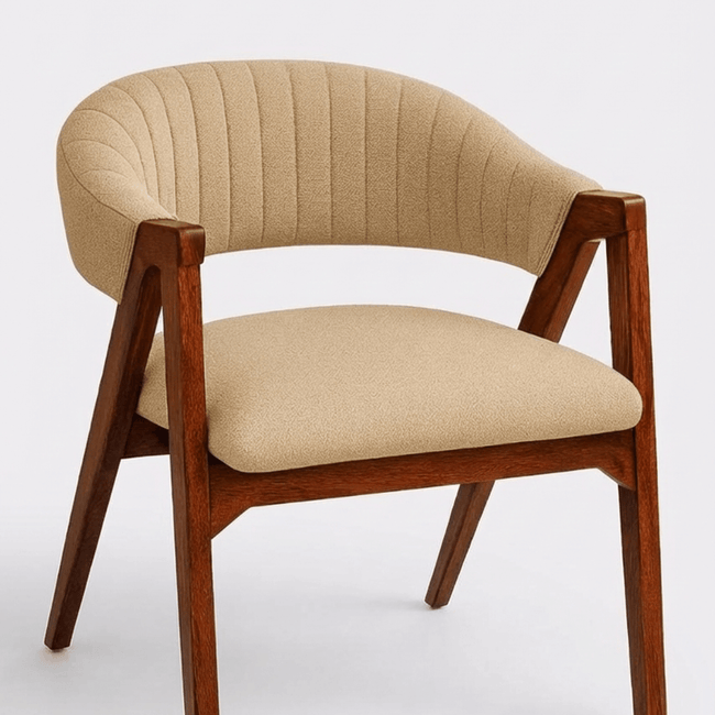 Rufus Sheesham Wood Chair with Upholstered Fabric Seat and Backrest (Set of 2)