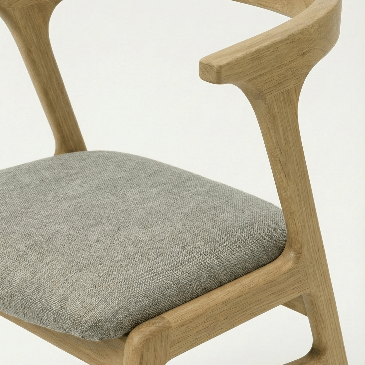 EETY Curved Back Sheesham Wood Chair with Upholstered Fabric Seat (Set of 2)