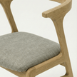 EETY Curved Back Sheesham Wood Chair with Upholstered Fabric Seat (Set of 2)