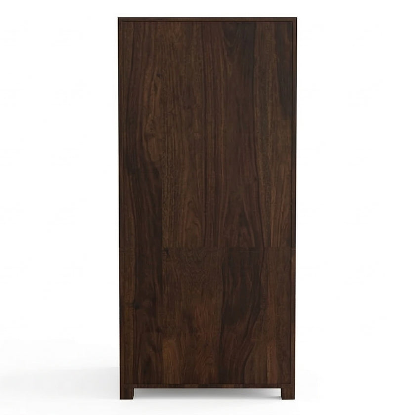 Solid Wood Dressing Table with Textured Panel Design & Storage Stool