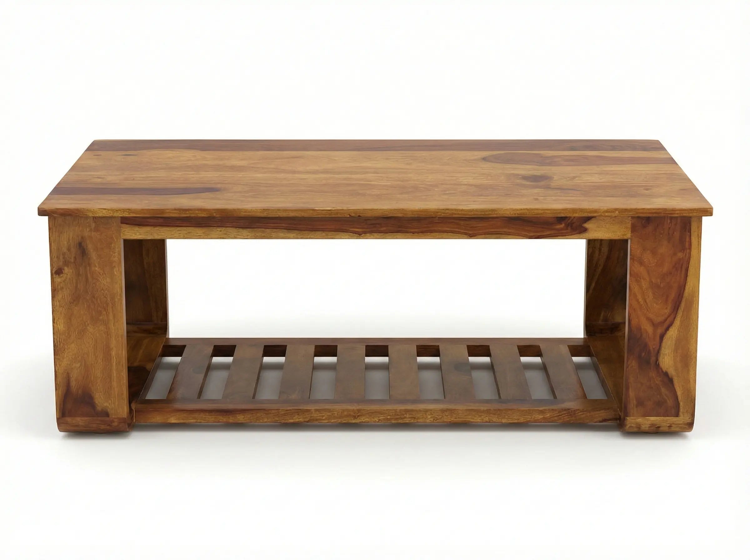 Brahmika Sheesham Rectangular Coffee Table with Rattan Cane Panels