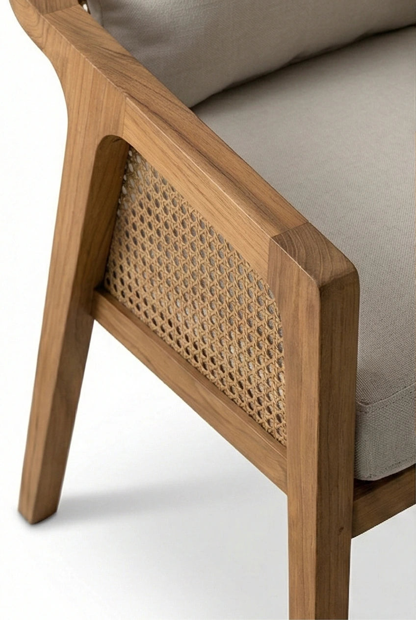 Carnell Solid Wood Cane Lounge Chair