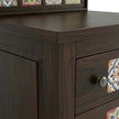 Solid Wood Dressing Table with Decorative Tile Inlay & Mirror