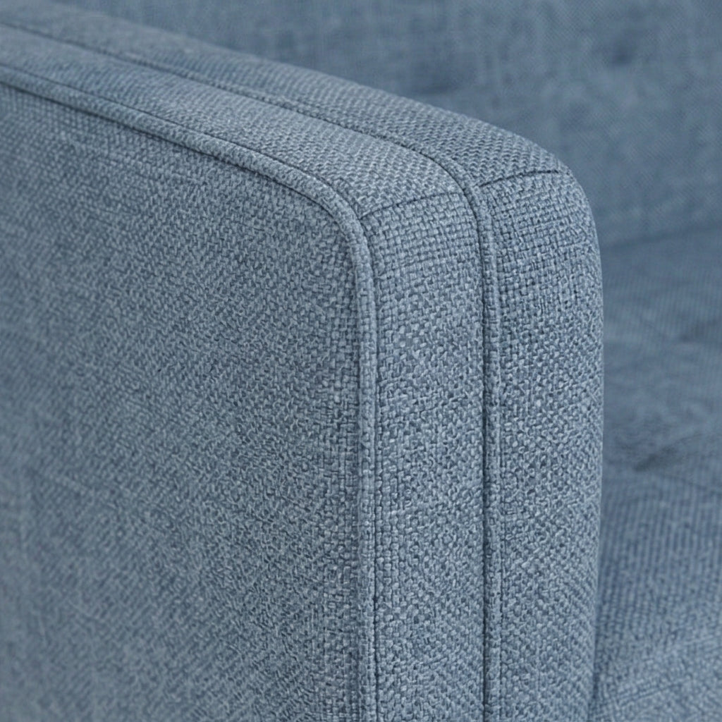Solid Wood 3-Seater Sofa with Upholstered Fabric & Tufted Back