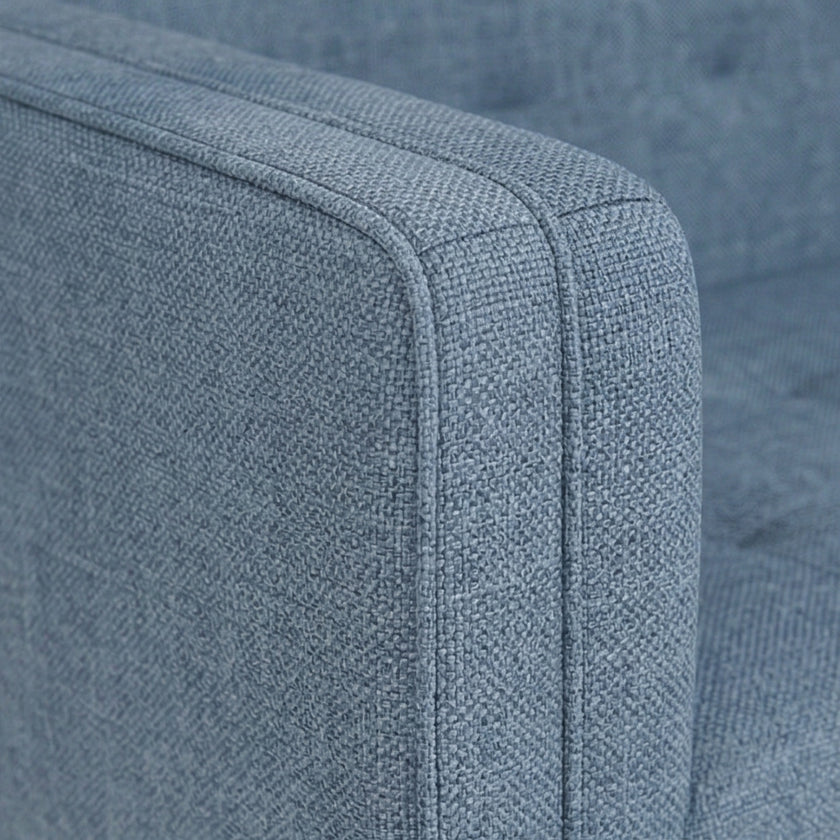 Solid Wood 3-Seater Sofa with Upholstered Fabric & Tufted Back