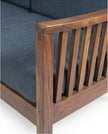 Solid Wood 2-Seater Sofa with Slatted Arms & Cushions Contemporary Wooden Sofa