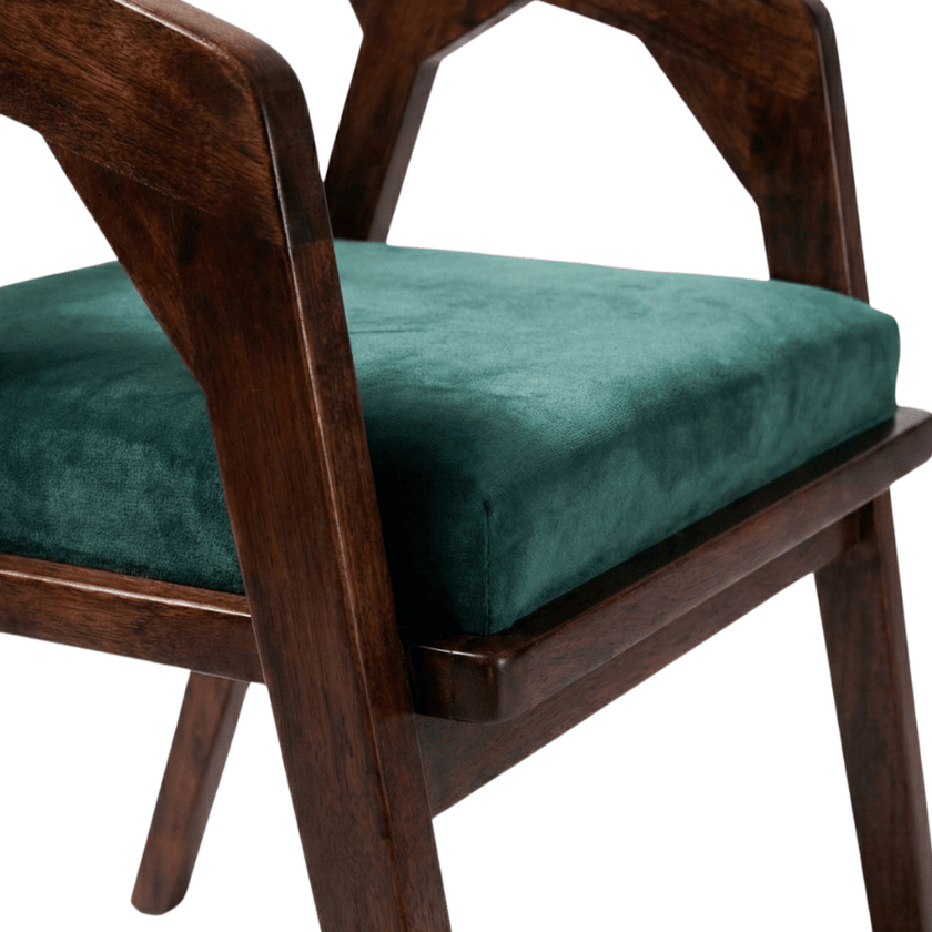 Noyer Solid Sheesham Wood Chair with Upholstered Fabric Seat and Backrest (Set of 2)