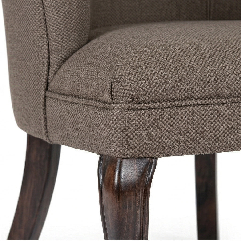Classic Upholstered Accent Chair with Solid Wood Curved Legs