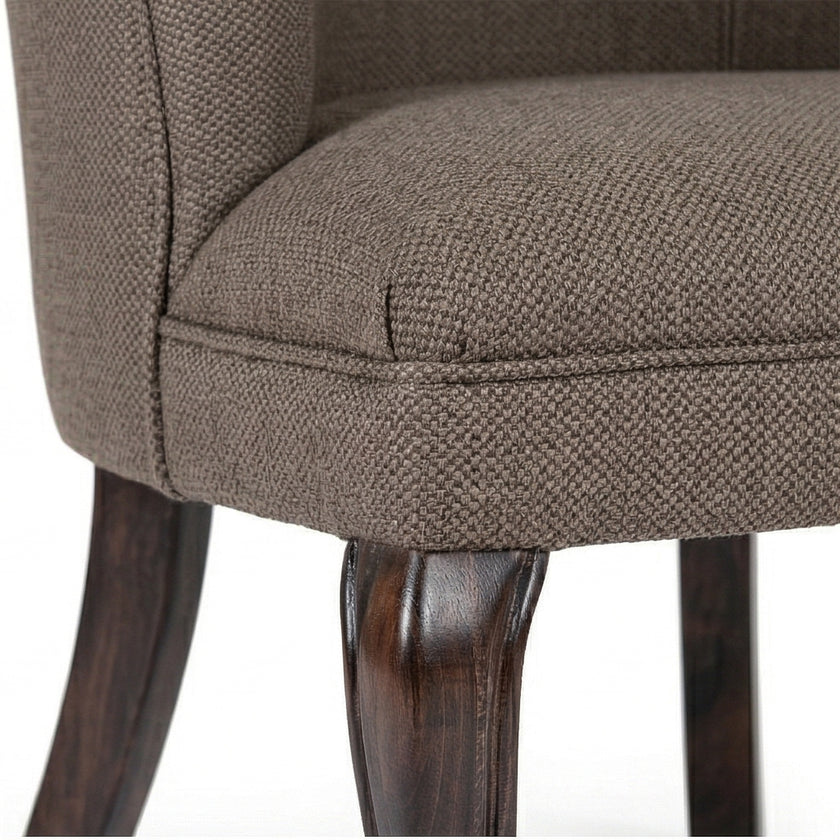 Classic Upholstered Accent Chair with Solid Wood Curved Legs