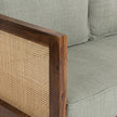 Solid Wood Cane 2-Seater Sofa with Upholstered Cushions