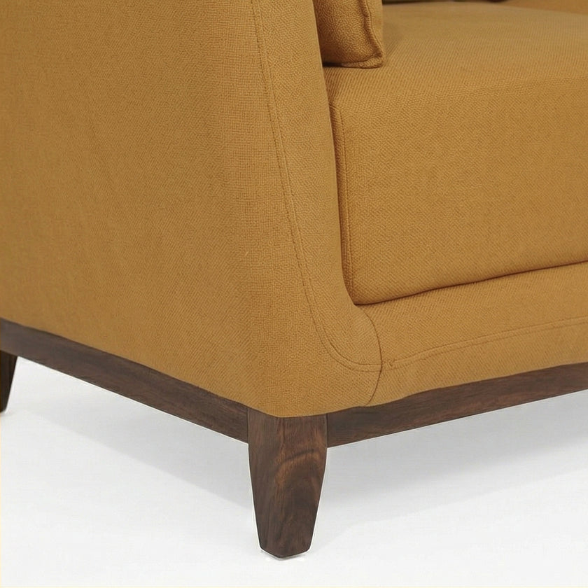 Modern Upholstered 2-Seater Sofa with Solid Wood Base & Patterned Cushions