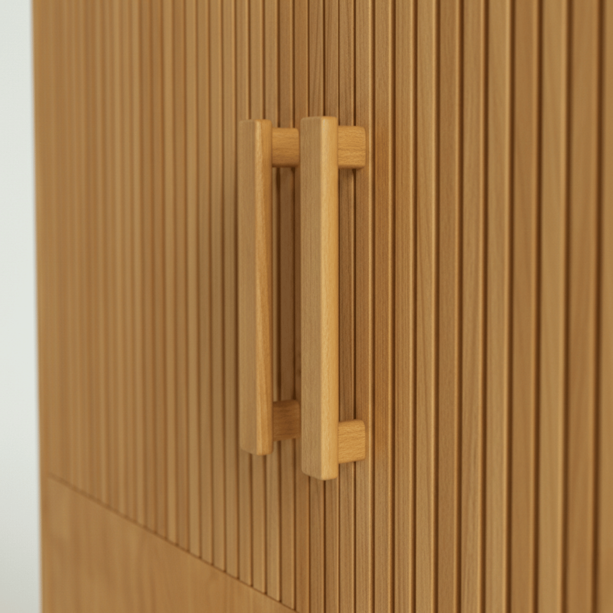 Karui Fluted Panel 2-Door Solid Oak Wood Almirah