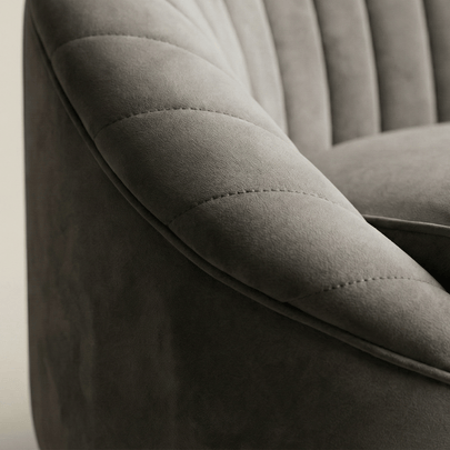 Seashell Solid Wood Upholstered Sofa - Soft Curves, Sculpted Comfort by Induscraft