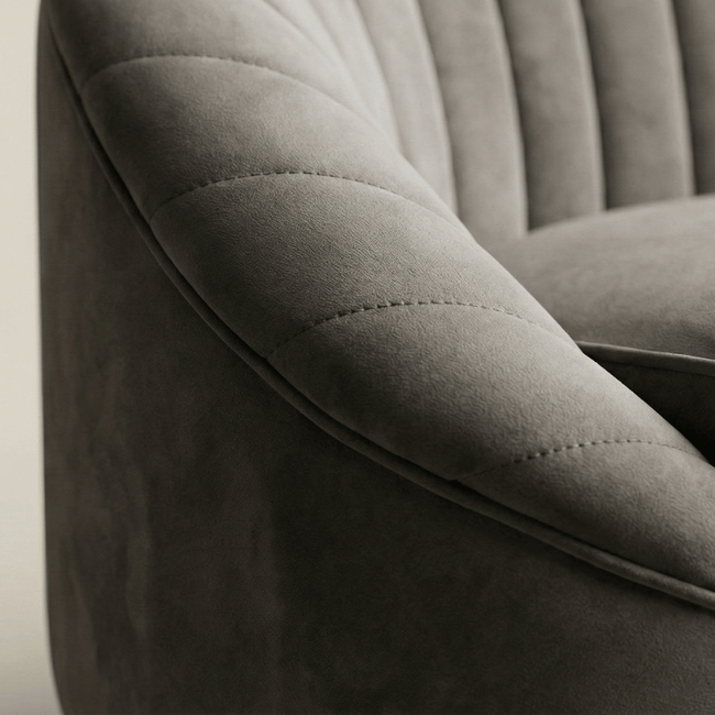 Seashell Solid Wood Upholstered Sofa - Soft Curves, Sculpted Comfort by Induscraft