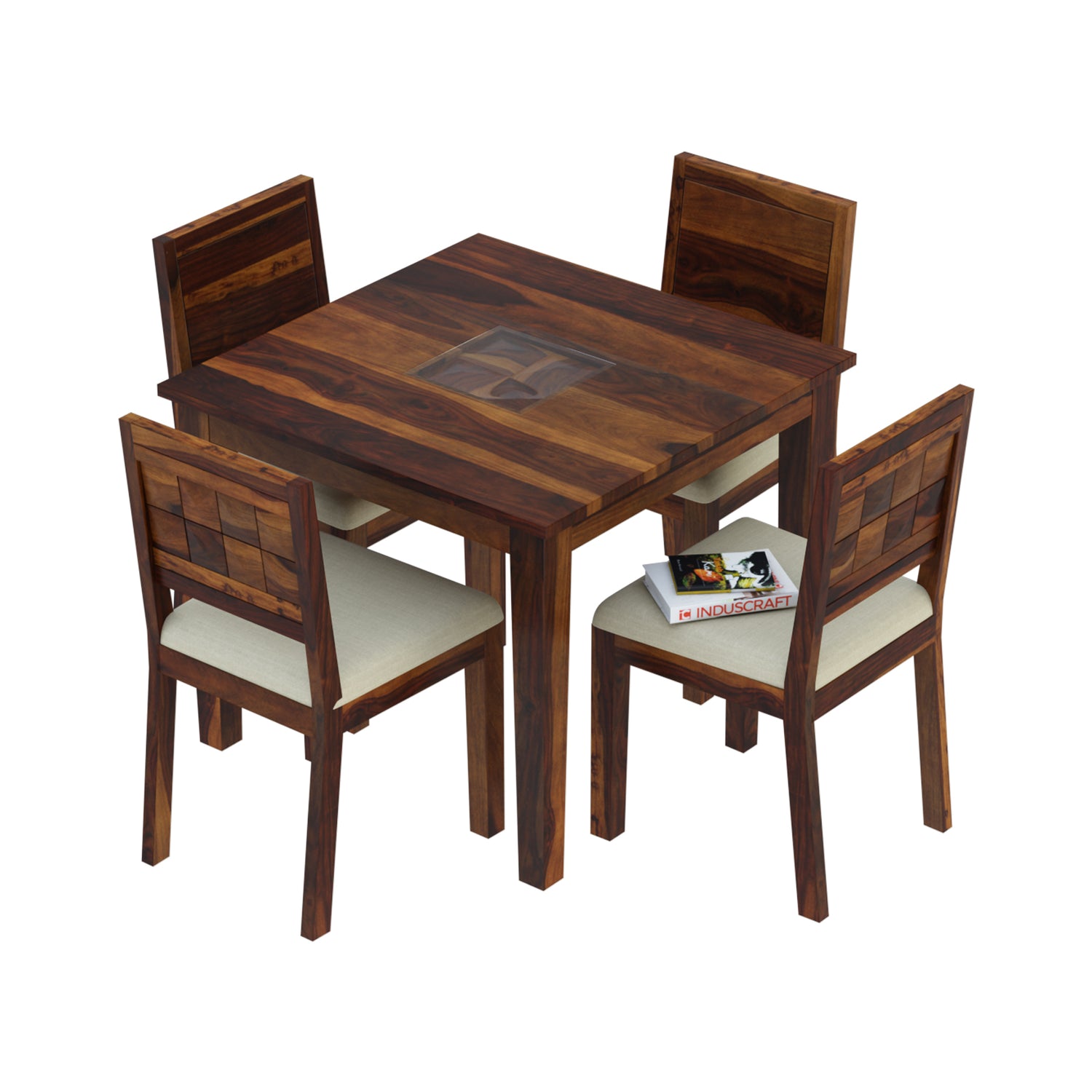 Antilla Dining Table with Chairs (4 Seater) by Induscraft in Solid Sheesham Wood for Dining Table