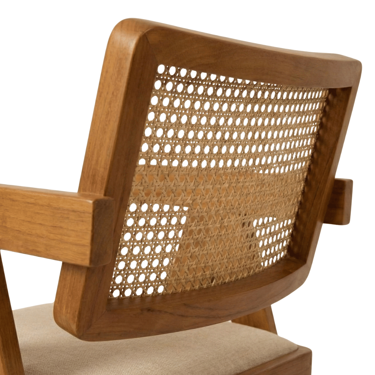 Mifflin Sheesham Wood Chair with Cane Backrest and Upholstered Seat (Set of 2)