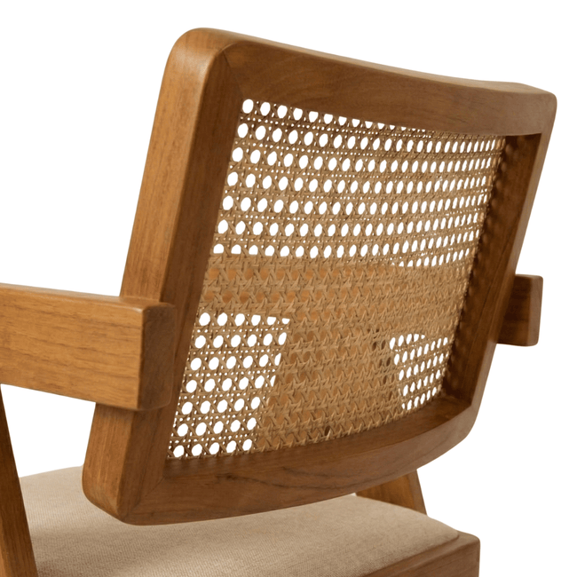 Mifflin Sheesham Wood Chair with Cane Backrest and Upholstered Seat (Set of 2)