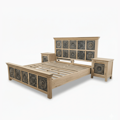 Meher Bed Without Storage in Old Mix Wood by Induscraft