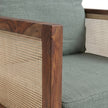 Solid Wood Cane Armchair with Upholstered Cushion Modern Rattan Accent Chair
