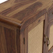 Handcrafted Solid Wood Shoe Rack Cabinet with Cane Doors & Drawer