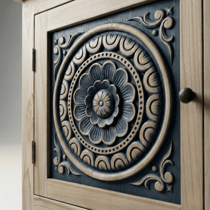 Meher Bedside Table in Old Mix Wood by Induscraft (2 Units)