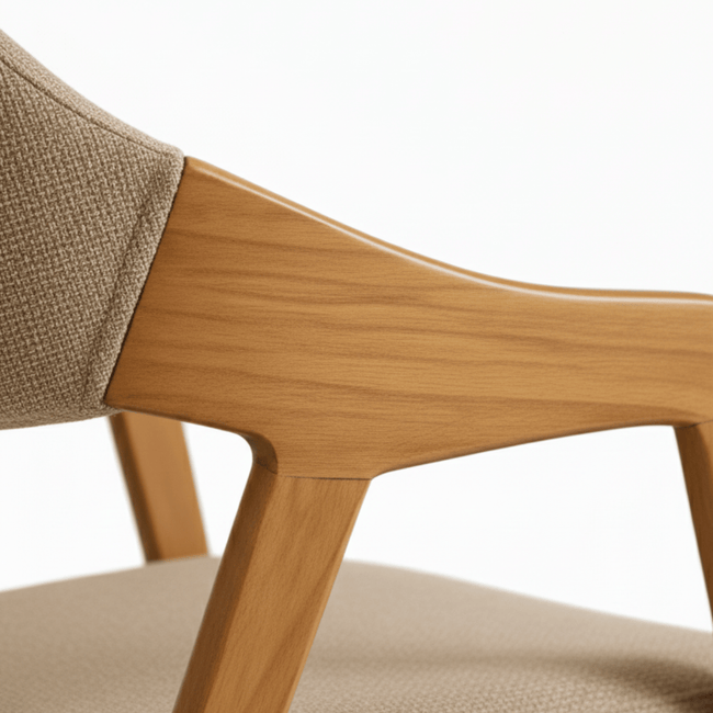 Brendon Sheesham Wood Chair with Upholstered Fabric Seat and Backrest (Set of 2)