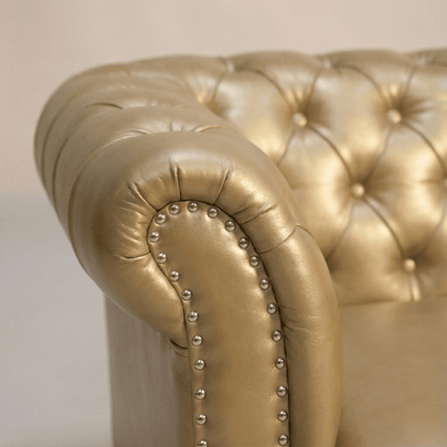 Aurumite Solid Wood Upholstered Sofa - Tufted Back Luxury with Classic Chesterfield Character by Induscraft