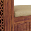 Solid Wood Shoe Rack with Carved Doors & Cushioned Bench Entryway Shoe Storage Cabinet