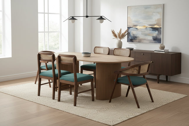 Acacia Wood Oval Dining Set Option 1