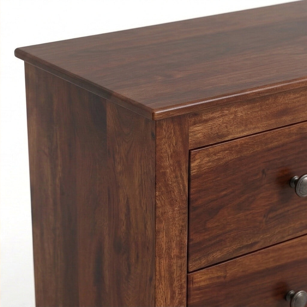 Solid Wood Cane Sideboard Cabinet Wooden Storage Console with Drawers