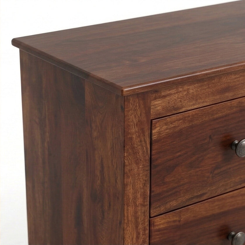 Solid Wood Cane Sideboard Cabinet Wooden Storage Console with Drawers