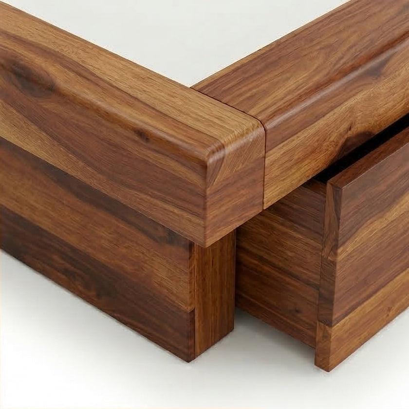 Aranya Low Profile Solid Wood Bed with Headboard