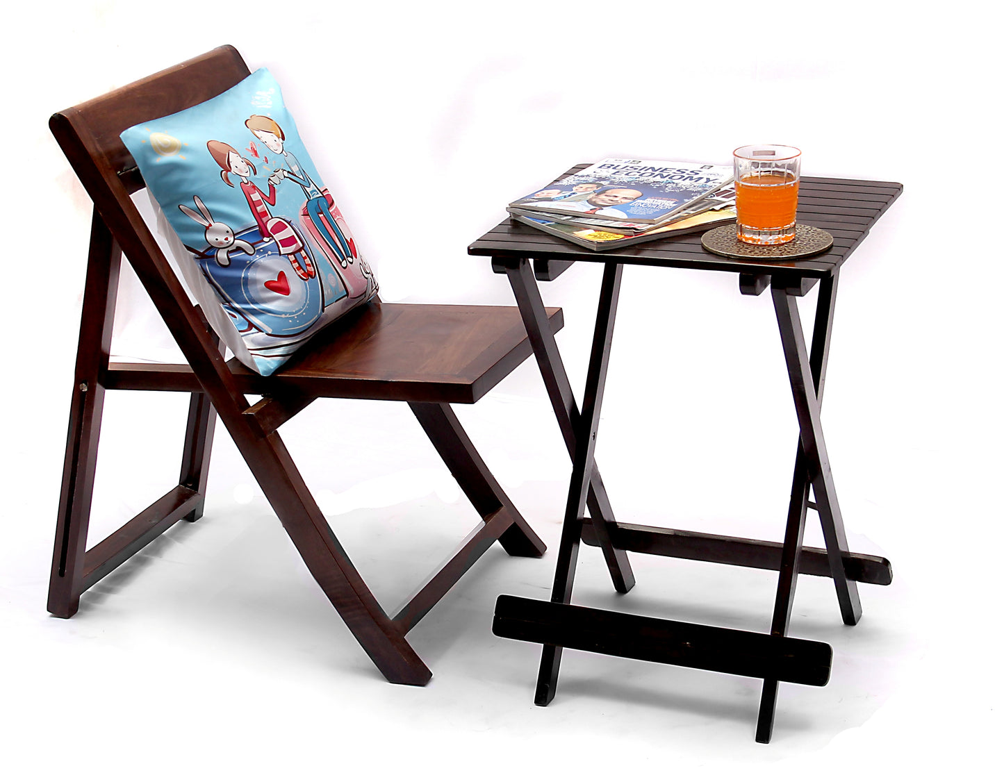 Folding Table by Induscraft of Solid Sheesham Wood with Compact and Foldable Feature