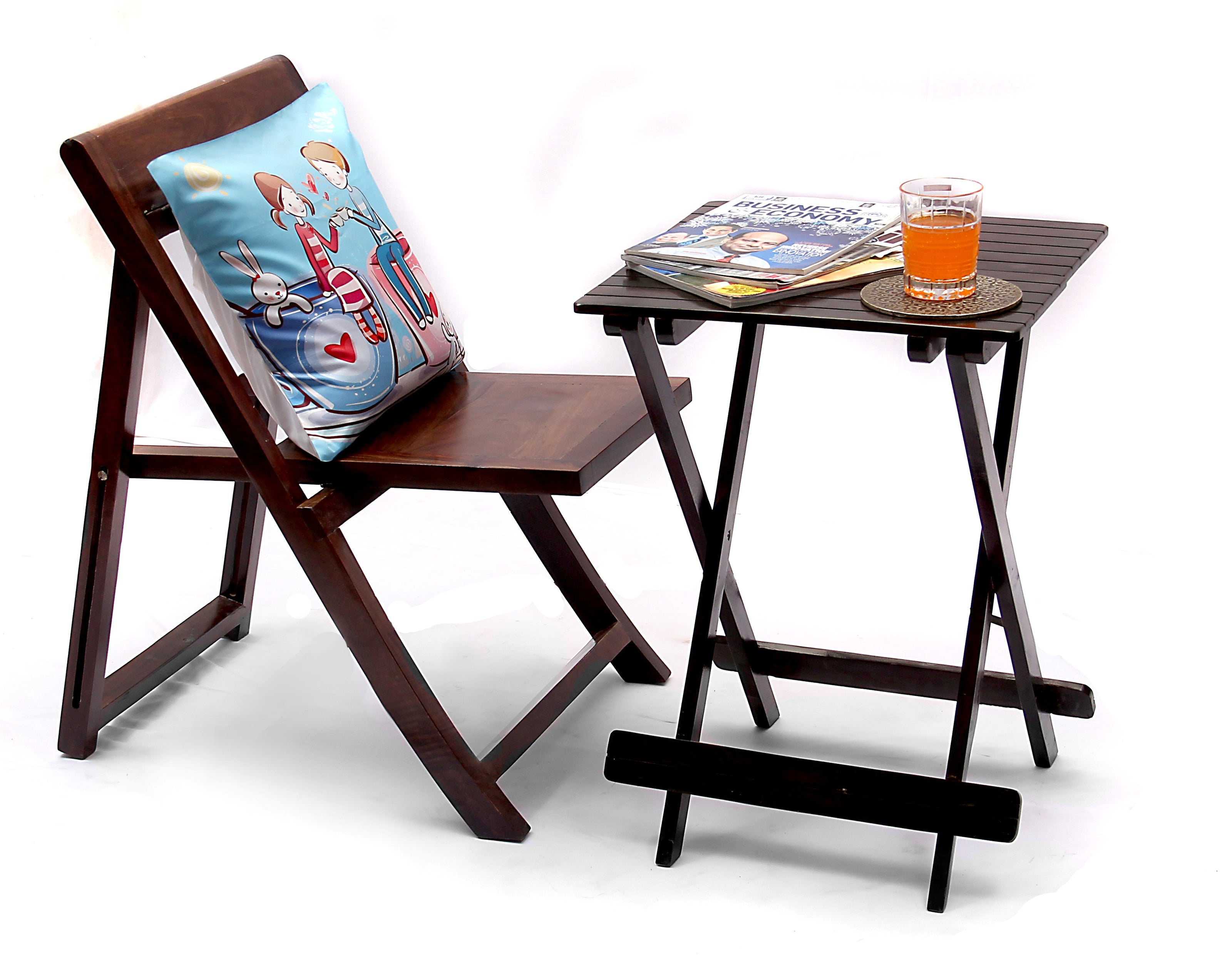 Folding Table by Induscraft of Solid Sheesham Wood with Compact and Foldable Feature - Induscraft