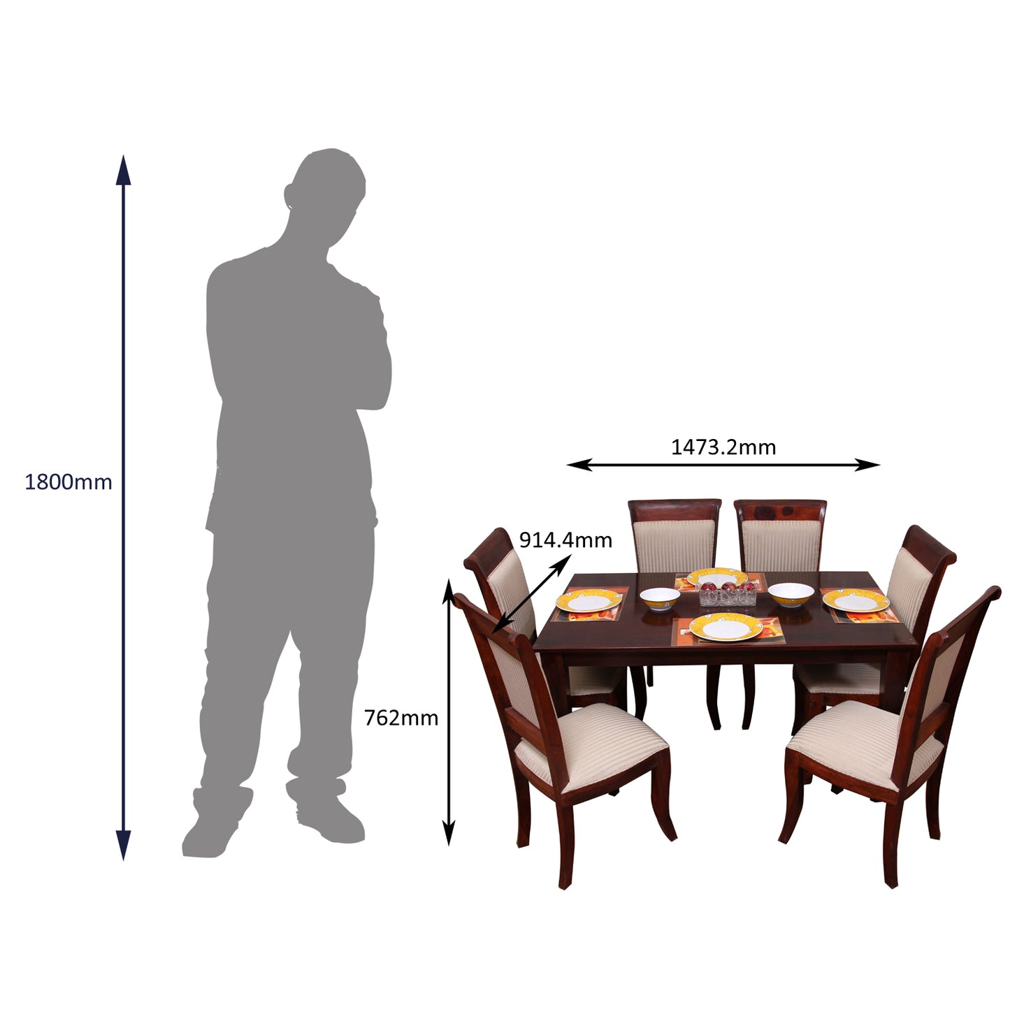 Compact Dining Table by Induscraft of Solid Sheesham Wood in 4 or 6 Seater Option