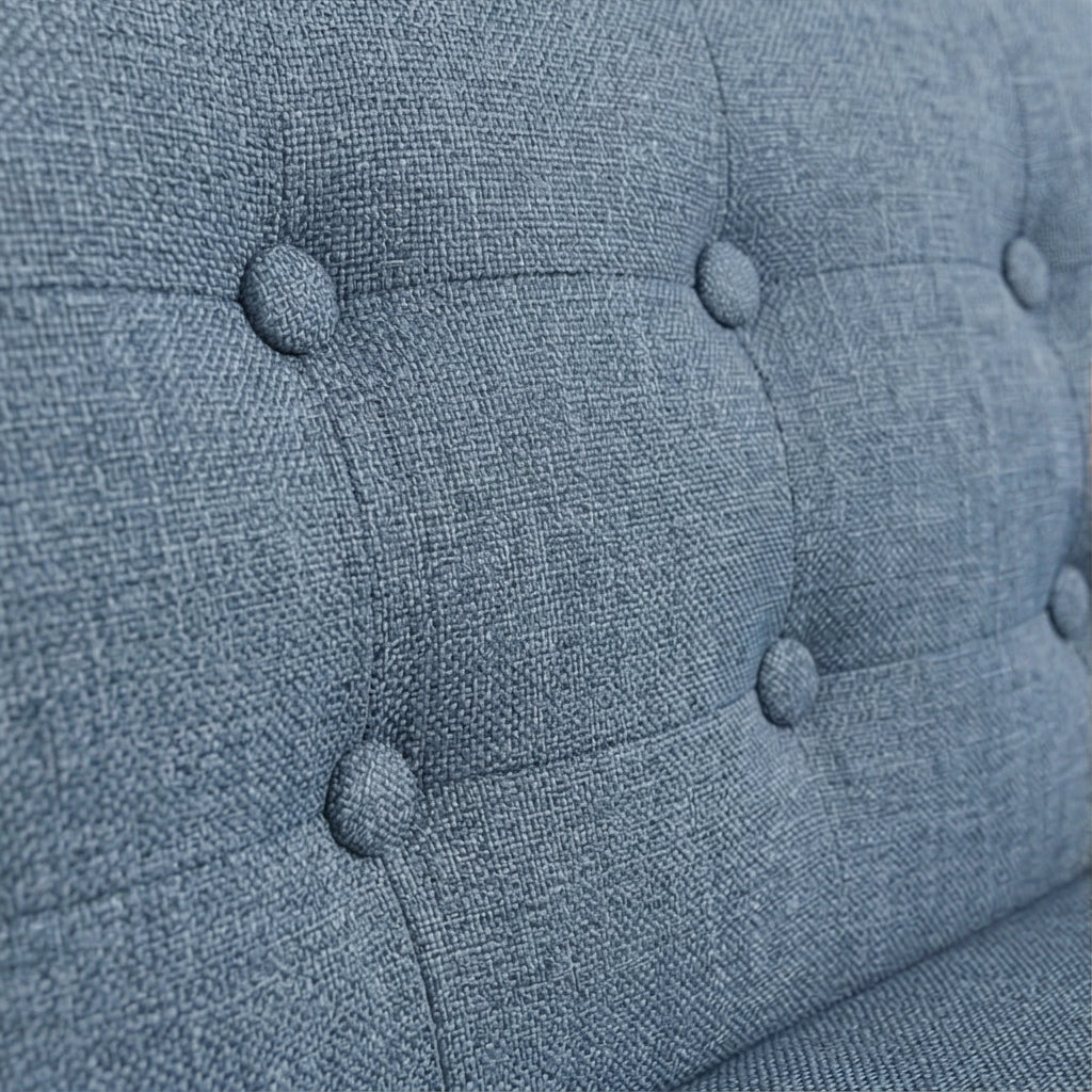 Solid Wood 3-Seater Sofa with Upholstered Fabric & Tufted Back