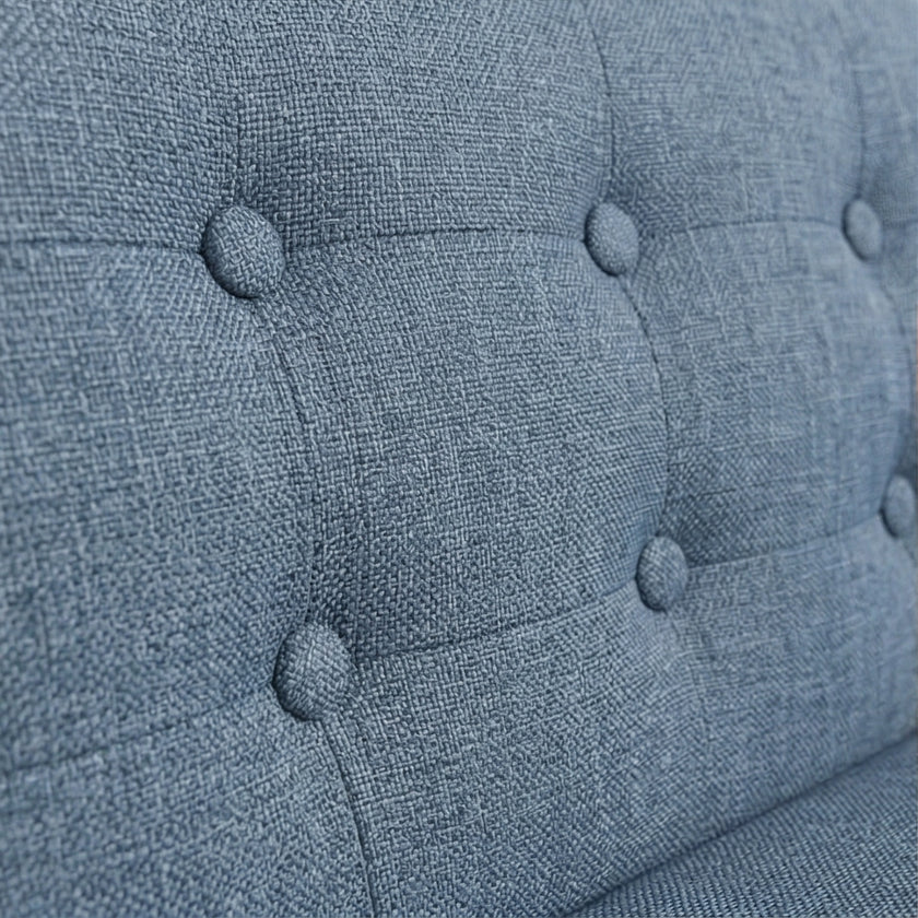 Solid Wood 3-Seater Sofa with Upholstered Fabric & Tufted Back