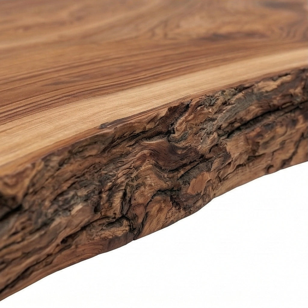 Live Edge Solid Wood Coffee Table with Metal Base