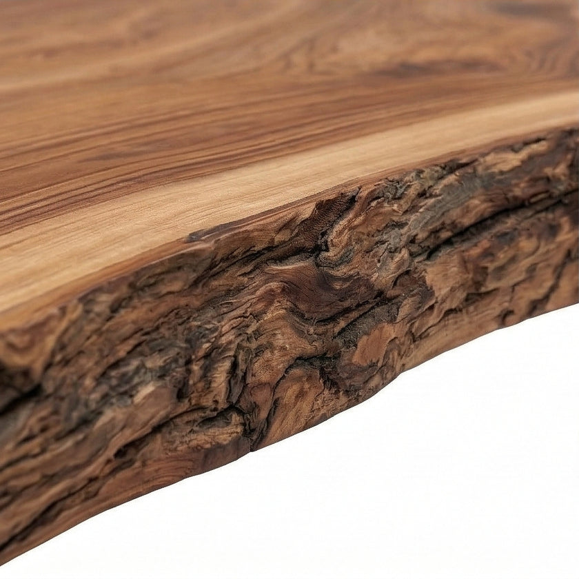 Live Edge Solid Wood Coffee Table with Metal Base