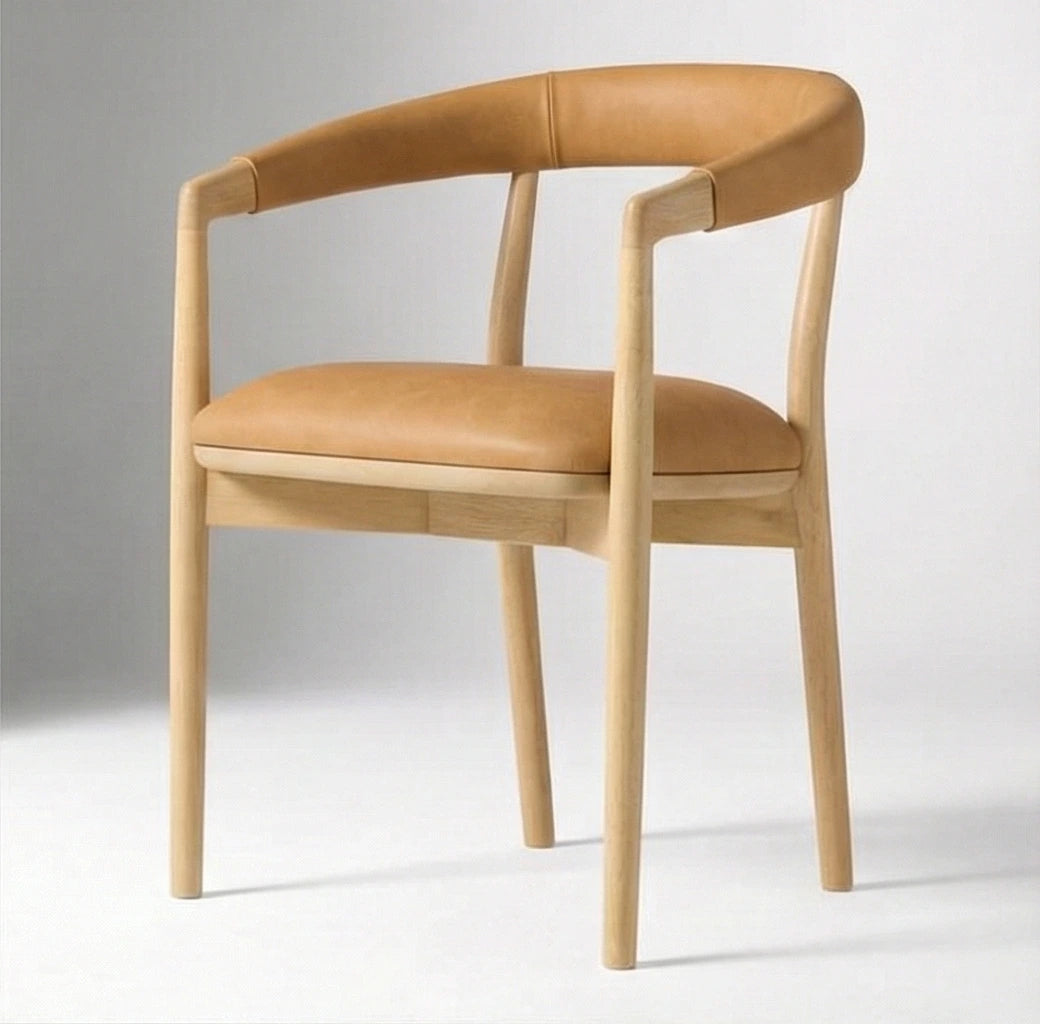 Camelback Upholstered Solid Wood Armchair