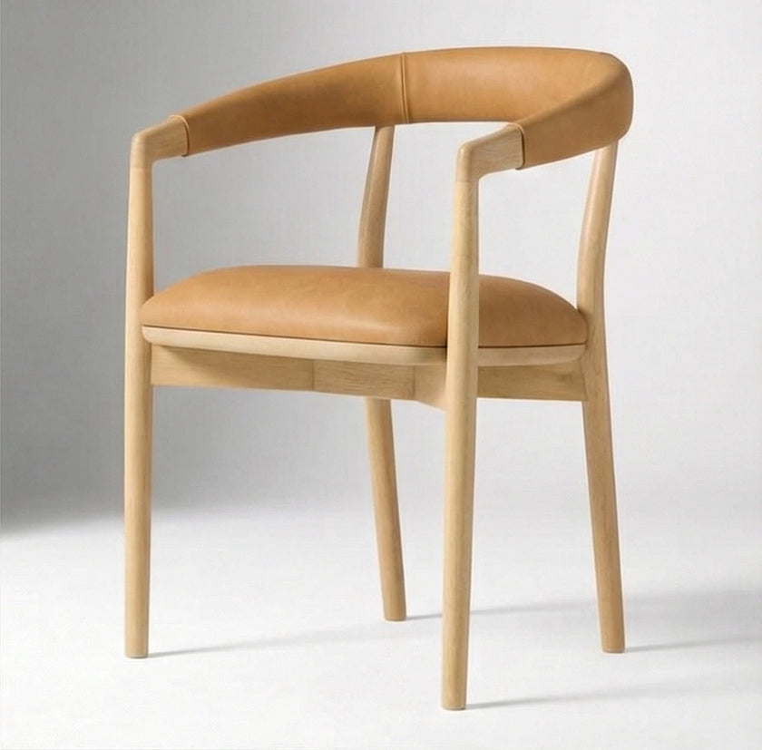 Camelback Upholstered Solid Wood Armchair