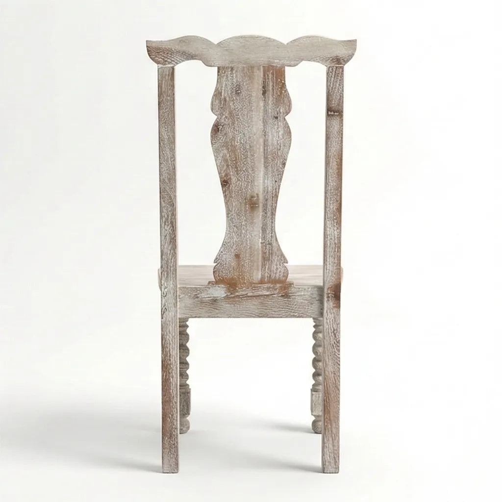 Mathilide Solid Wood Rustic Dining Set with Hand-Carved Chairs & Bench
